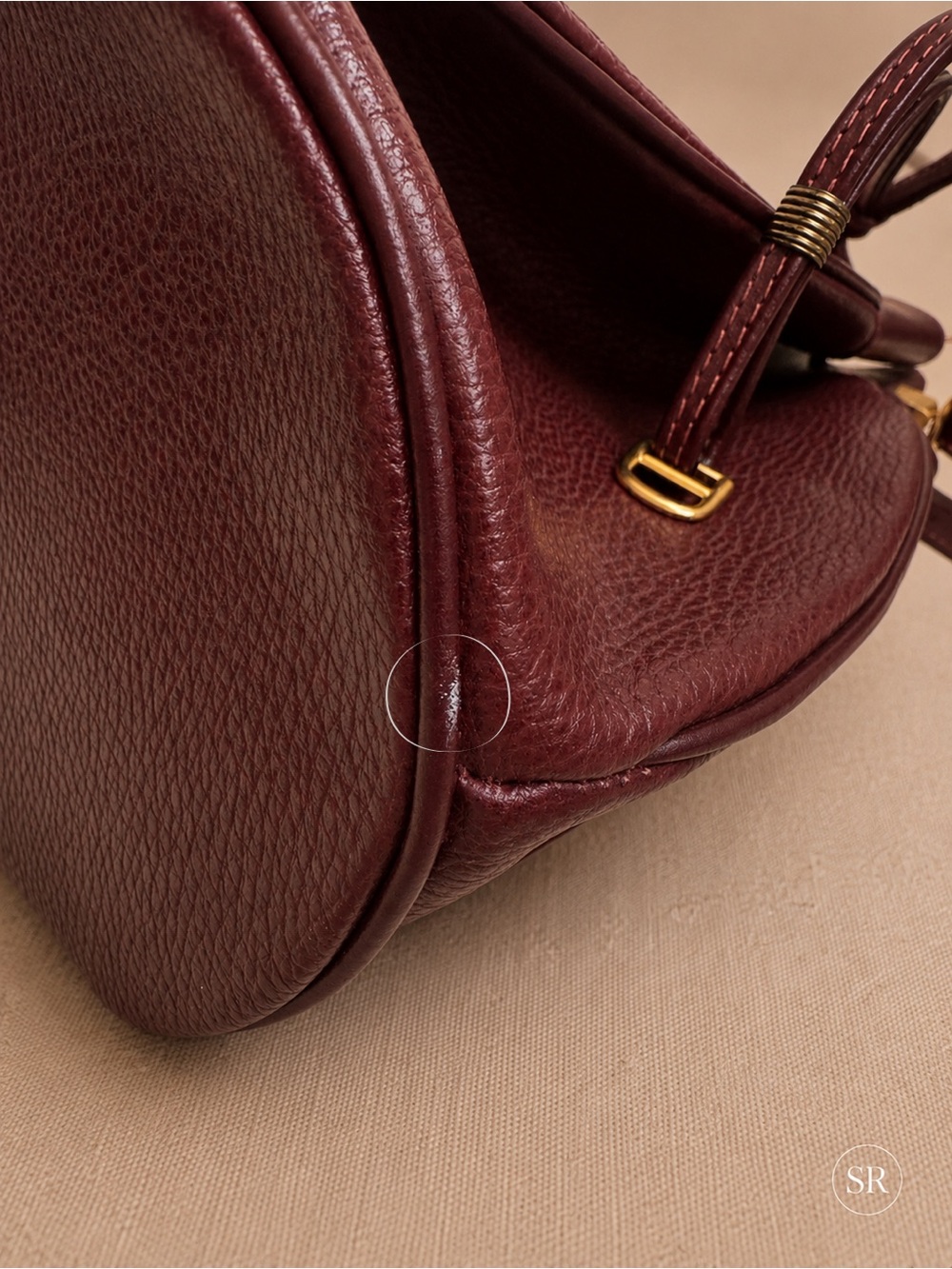 VTG Must de Cartier Sac Seau Bordeaux Leather Bucket Drawstring Shoulder Bag - Picture 10 of 13